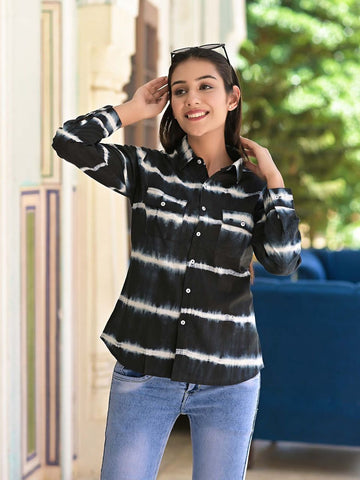 Black Hand dyed Shibhori Cotton Shirt